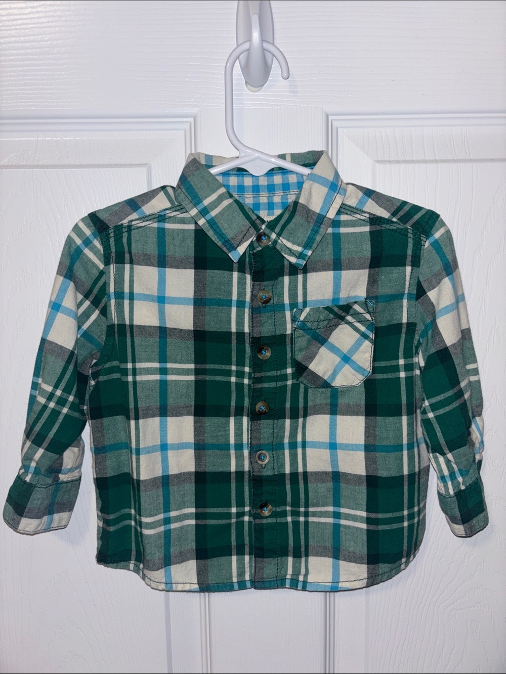 Toddler Green and Blue Plaid Button-Up Shirt